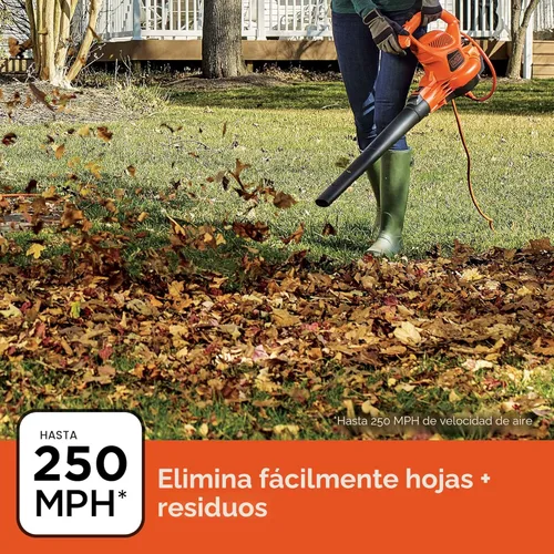 Vista 3 de BLACK+DECKER Soplador eléctrico de hojas 3 en 1, aspiradora de hojas, trituradora (BEBL7000)
