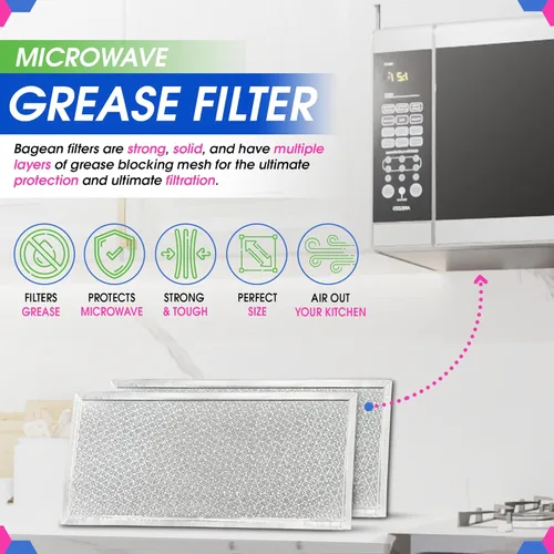 Vista 2 de Filtro de repuesto para microondas de 5.78" x 12.91", se adapta al filtro de microondas Whirlpool W10208631A - Filtros de grasa de malla de aluminio