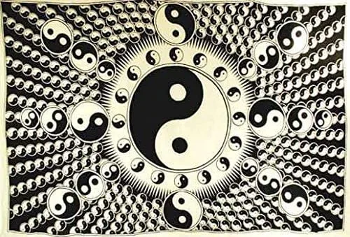 Sage Cauldron Tapiz Yin Yang de 72 x 108 pulgadas, color blanco y negro