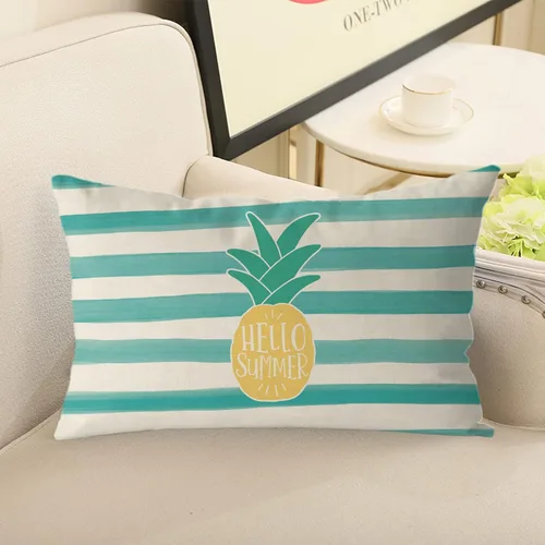 Vista 3 de GAGEC Fundas de almohada de verano de 12 x 20 pulgadas, juego de 4 fundas de almohada de paletas de sandía de piña, decoración de casa de campo