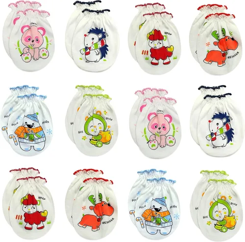 RATIVE No Scratch Mittens 100% Cotton For Newborn Baby 0-6 Months Boys Girls