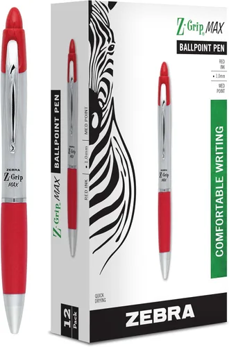 Vista 6 de Zebra – Pluma retráctil Z-Grip Max, punta mediana, 1.0 mm, 12 unidades, Negro