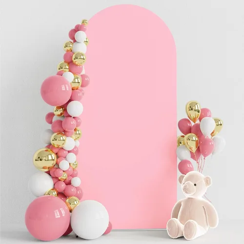 Vista 70 de Wokceer Cubierta de telón de fondo de arco de boda de 5 pies de elastano, ajustada, color blanco, cubierta de arco de boda con parte superior