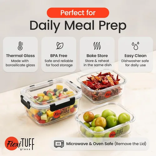 Vista 4 de Juego de 20 recipientes de almacenamiento de alimentos (10 herméticos y 10 tapas), recipientes para almuerzo, recipientes de preparación de comidas