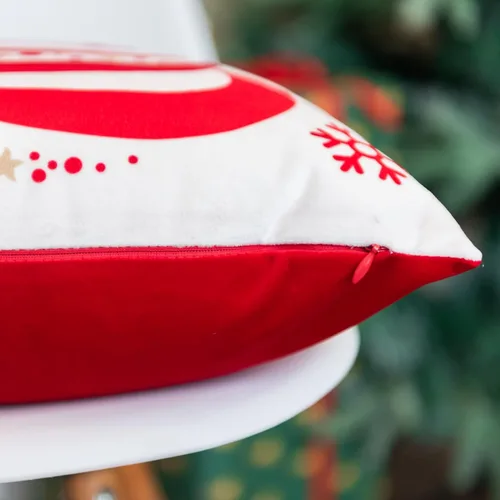 Vista 6 de HPUK Juego de 4 fundas de almohada bordadas de Navidad, 18 x 18 pulgadas, almohadas decorativas para invierno, fundas de almohada decorativas rojas