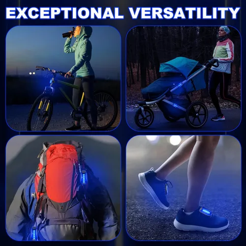 Vista 3 de Copkim 30/60/100 piezas de luz LED para correr nocturna de alta visibilidad, accesorios de seguridad con clip en luz estroboscópica intermitente