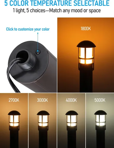 Vista 2 de LEONLITE Paquete de 12 Luces de Sendero Paisajístico de Bajo Voltaje 5CCT de 3W Iluminación Paisajística 12-24V Luces LED de Poste de Sendero