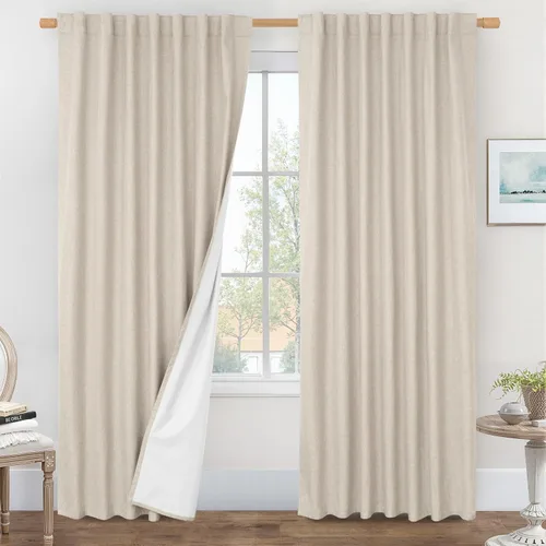 Vista 39 de LAMIT Cortinas opacas cortas de lino de 30 pulgadas para ventanas de cocina sobre el fregadero, cortinas de café texturizadas de lino marfil