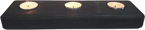 Vista 16 de Portavelas de 3 candelabros de madera con velas de té, 12 pulgadas, decoración del hogar para exhibición de mesa (madera natural, cónico moderno)