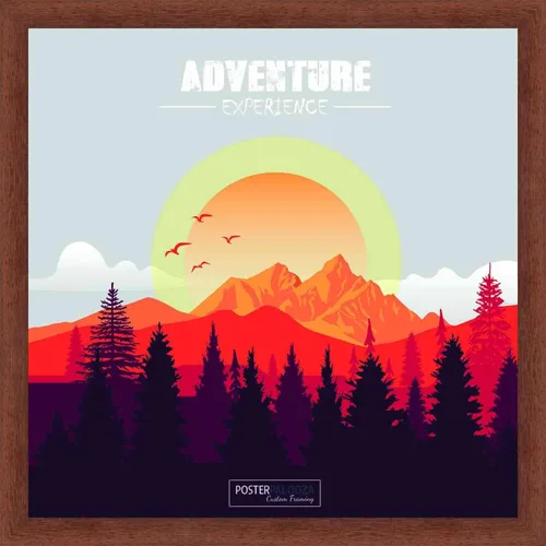 Poster Palooza 3x3 Inch Traditional Walnut Complete Wood Square Picture Frame with UV Acrylic Plexiglass, Foam Board Backing & Hardware Included -