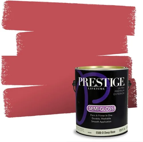 Vista 11 de Prestige Paints E100-T-SW6591 Pintura exterior e imprimación en uno, 1 galón, plano, combinación comparable de Sherwin Williams Amaryllis, 1 galón