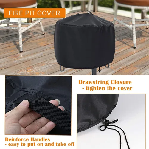 Vista 2 de Cubierta para hoguera, cubierta para hoguera de 20 pulgadas, cubiertas impermeables para exteriores con asas y cordón de ajuste, 20 x 15 pulgadas