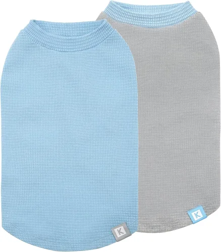 Vista 19 de KYEESE Paquete de 2 camisas para perro con punto gofre, camisetas ligeras sin mangas para perros pequeños, niños y niñas, chaleco transpirable