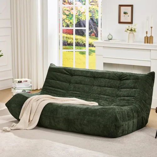 Vista 25 de Hobestluk Puf de espuma viscoelástica, puf grande con relleno, sofá perezoso para sala de estar, dormitorio, sala