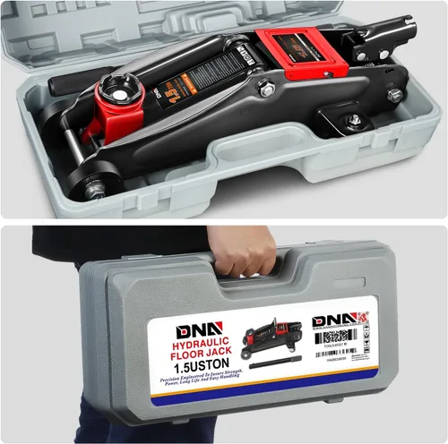 Vista 7 de DNA Motoring Gato hidráulico de bajo perfil para carretilla de servicio/piso, capacidad de 1.5 toneladas (3000 libras), rango de elevación 5.3"-12