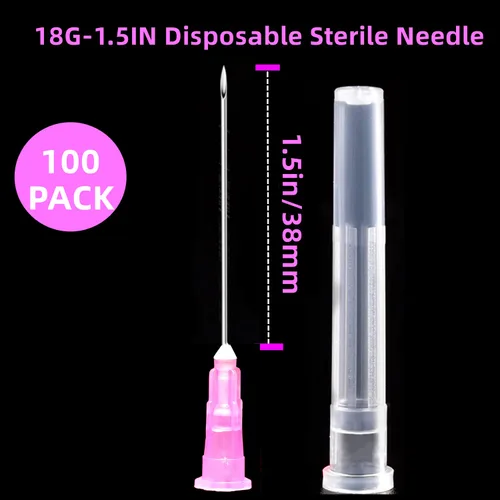 Vista 2 de 18Ga 1 1/2 pulgadas/38mm Suministros de laboratorio estériles, paquete de 100