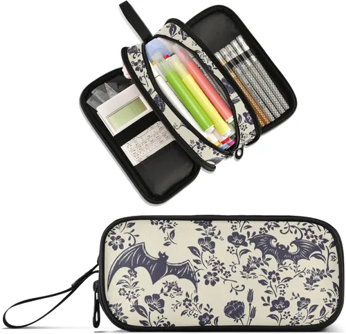 Vista 23 de Celestial Bohemian Moon - Estuche de gran capacidad para lápices con 3 compartimentos para oficina y escuela, bolsa grande de almacenamiento