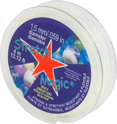 Vista 32 de Stretch Magic Cordón elástico para cuentas – Color negro, 0.020 in de diámetro, 32.8 ft (32 pies) – Cuerda fácil de anudar, fuerte y elástica