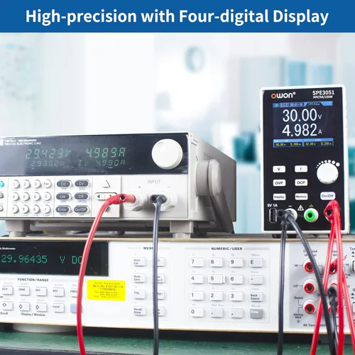 Vista 2 de OWON SPE3051 Fuente de alimentación programable de laboratorio (0-30V 0-5A), fuente de alimentación CC de banco de 150 W con pantalla LCD de 2.8