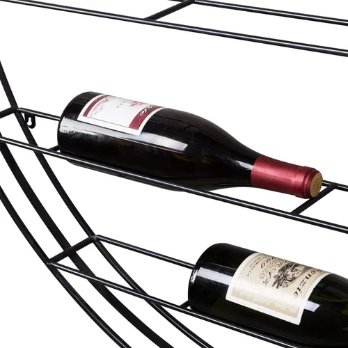Vista 6 de MyGift Botellero redondo de metal negro moderno para 12 botellas, estante de almacenamiento horizontal de 6 niveles para cocina, sala de estar