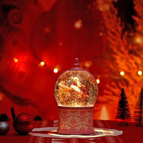Vista 6 de Globos de nieve de Navidad de bailarina musical, globo de nieve iluminado de 7.1 pulgadas con purpurina giratoria, funciona con pilas y alimentado