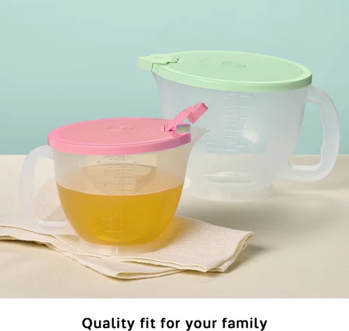 Vista 4 de Set de jarras Tupperware Classic Mix-N-Store en verde menta y rosa caramelo, apto para lavavajillas y sin BPA (2 tazones, 2 tapas)