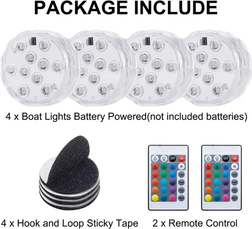 Vista 2 de Luces de barco con control remoto inalámbrico, funciona con pilas, luz LED marina impermeable para luz de cubierta, luces interiores de cortesía