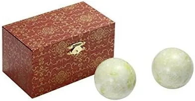 Brass Statu BRABUD - Pelotas de ejercicio chino de 1.4 pulgadas para adultos con diseño de mármol verde claro, con bolsa
