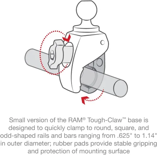 Vista 4 de RAM MOUNTS - Soporte de abrazadera pequeña con base de bola de 1 pulgada tamaño B