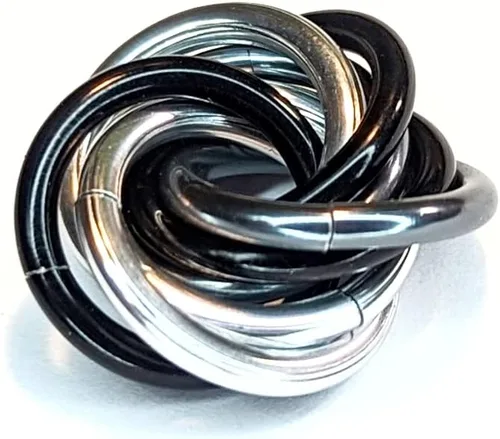 Vista 23 de Bola Fidget Möbii (MultiColor): Herramienta de juguete silenciosa para aliviar el estrés, ansiedad y estimular el ADHD para el hogar, viajes, Cromo