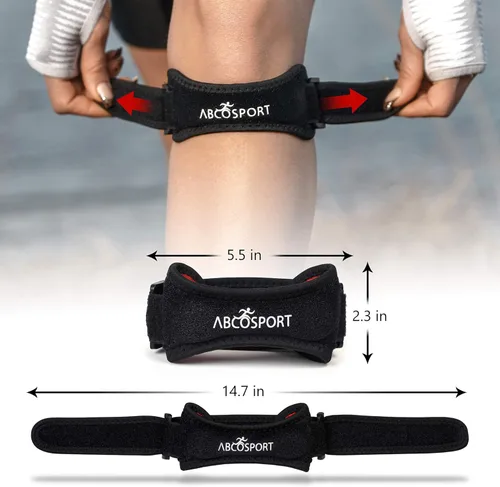 Vista 4 de Abco Tech Patella Knee Strap - Knee Pain Relief - Tendon and Knee Support for Running, Hiking, Soccer, Basketball, Volleyball and Exercise - Runners