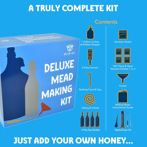 Vista 9 de DELUXE - Kit de fabricación de hidromiel con botellas de almacenamiento, hidrómetro y nutrientes adicionales de levadura, kit de elaboración de vino