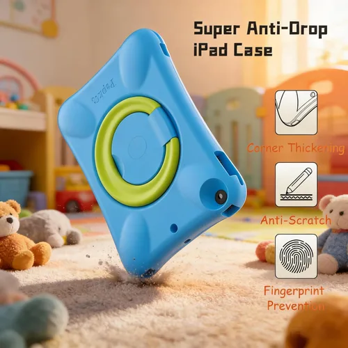 Vista 3 de Pepkoo Funda EVA anticaídas 9.7 para iPad, compatible con iPad 5ª/6ª/Air/Air2, con soporte ajustable, proporciona una protección completa de 360
