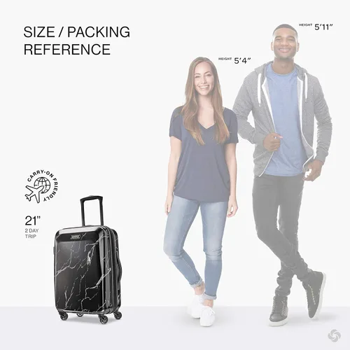 Vista 2 de AMERICAN TOURISTER Moonlight Hardside - Equipaje expandible con ruedas giratorias, Mármol negro), 92504-D773