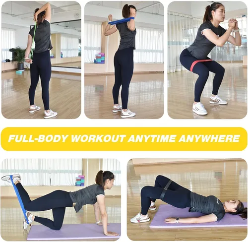 Vista 4 de Exercise Resistance Bands Set for 6 Natural Latex Workout Bands with Handles for Working Out Suitable for Pilates, Stretching, Physical Therapy