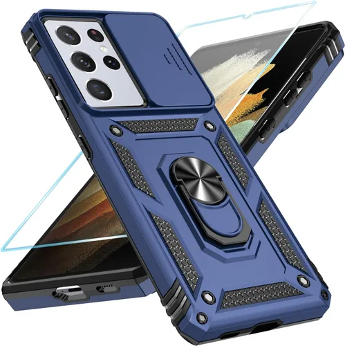 Vista 56 de SunStory Funda para Samsung Galaxy S21 con protector de pantalla HD, funda para cámara deslizante y soporte de anillo giratorio, grado militar