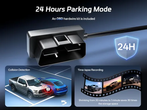 Vista 5 de Pelsee Cámara de tablero de espejo 4K+2.5K con Starvis frontal 2 IMX678 e IMX335 trasero, cámara de espejo retrovisor de 12 pulgadas, visión