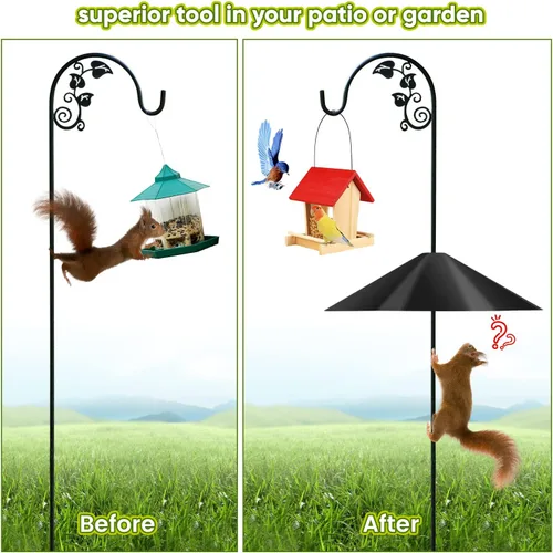 Vista 7 de Comederos grandes de 24 pulgadas a prueba de ardillas para colgar al aire libre, deflectores exteriores para ardillas para el poste de comederos