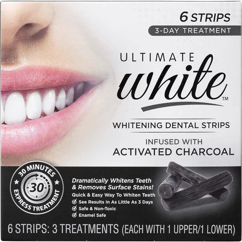 Ultimate White Juego de tiras blanqueadoras de dientes con carbón activado, kit de blanqueamiento de dientes, cuidado bucal, belleza y cuidado de Brush Buddies