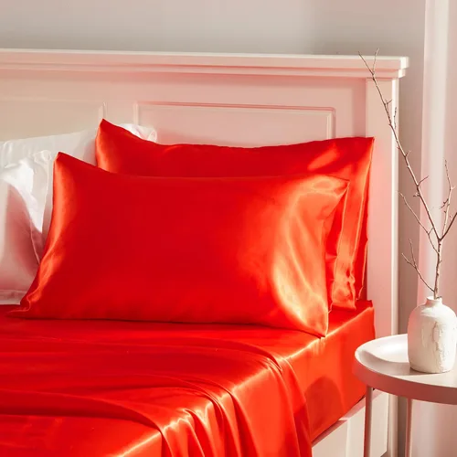 Vista 21 de Manyshofu Funda de almohada de satén naranja quemado para protección del cabello, 2 fundas de almohada estándar, fundas de almohada lujosas