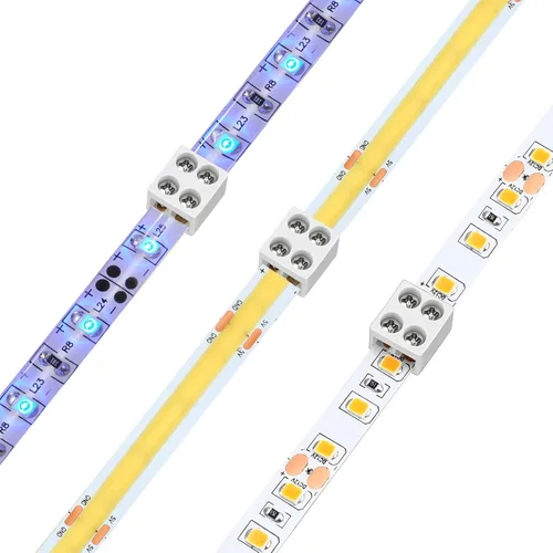 Vista 3 de Paquete de 10 conectores LED de cinta a cinta sin soldadura, bloques de terminales de tornillo de apriete, conector de 2 pines de 8mm