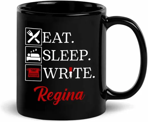 Vista 26 de Taza de café con texto en inglés «A Truly Amazing Author Is Hard To Find Difficult To Part With And Impossible To Forget», taza de café negra