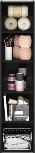 Vista 343 de Furinno - Estantería de cubos de 5 niveles serie Luder para libros y almacenamiento, color roble francés