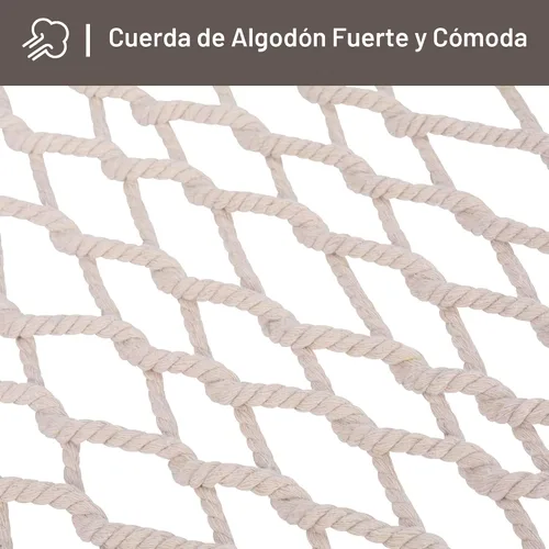 Vista 5 de SUNCREAT Hamaca de doble cuerda con barra separadora, bolsa de transporte, capacidad de 450 libras, hamaca para dos personas con ganchos para Beige