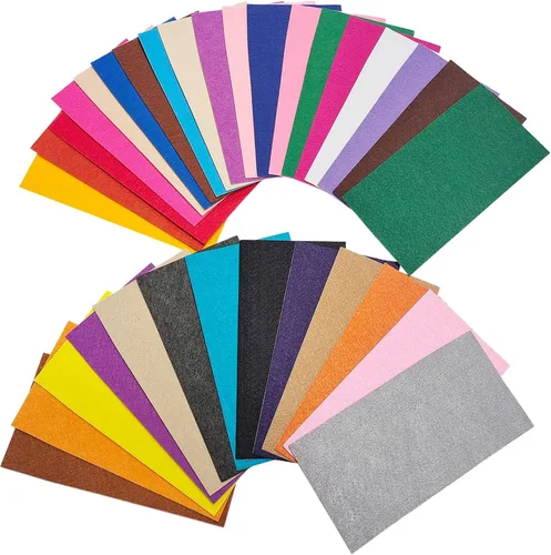 Vista 6 de Jtnohx Hojas de fieltro autoadhesivas, fieltro con parte trasera adhesiva, 33 piezas de 10 cm x 20 cm hojas rígidas, 33 colores hoja rígida