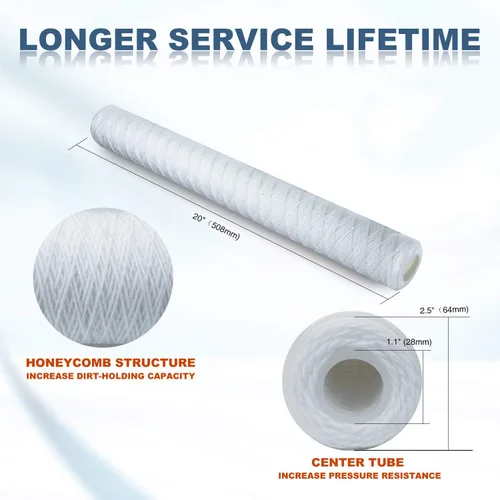Vista 4 de Membrane Solutions Cartucho de polipropileno para sedimentos de 5 micrones, 2.5 pulgadas de diámetro exterior x 20 pulgadas de longitud
