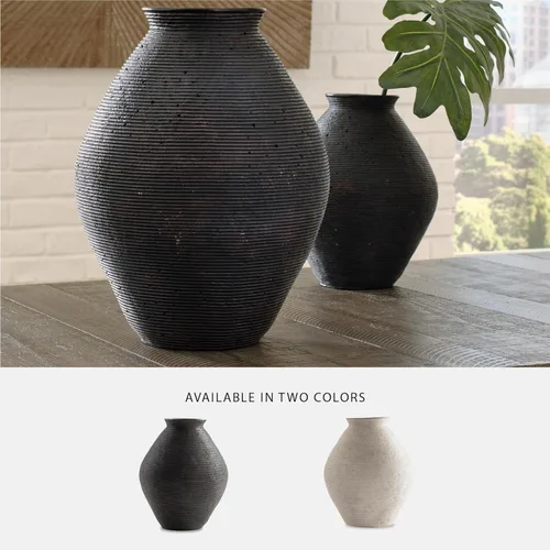 Vista 4 de Signature Design by Ashley Hannela - Jarrón moderno de poliresina envejecida de 12 pulgadas, color marrón antiguo