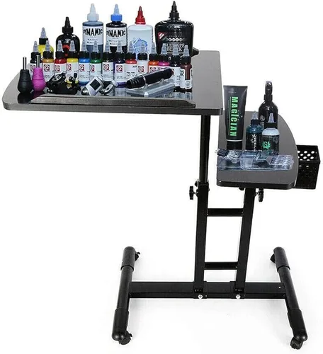 CNCEST Estación de trabajo de tatuajes, encimeras grandes para tatuajes, estación de trabajo móvil, portátil, ajustable, para salón de belleza,