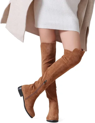 Vista 2 de Shoe'N Tale Botas de tacón bajo para mujer con punta puntiaguda sobre la rodilla, botas altas hasta el muslo