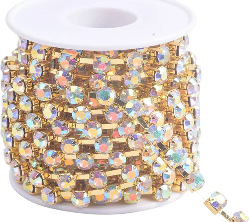 Vista 12 de KAOYOO - Cadena de cierre de diamantes de imitación de cristal de 9 metros (10 yardas) y 2 mm para manualidades de costura, decoración de bricolaje